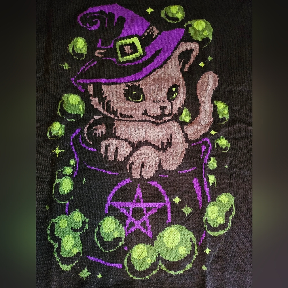 Trickz N' Treatz Witchy Kitten Sweater - Picture 11 of 13
